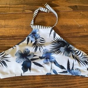 Floral High Neck Bikini Top